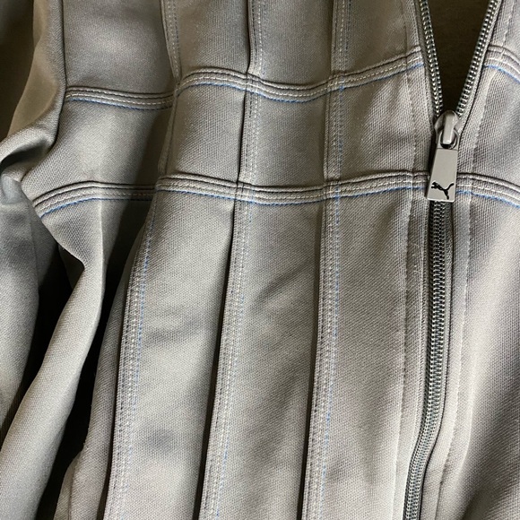 Puma Grey Track Jacket Activewear Sz M Full Zip Sports Casual Athletic Blue Logo - Picture 6 of 8